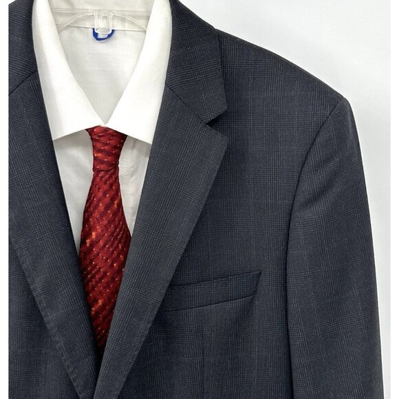 HUGO BOSS jacket blazer sport coat james4/sharp6 100% wool glen plaid gray 40R - Picture 1 of 10